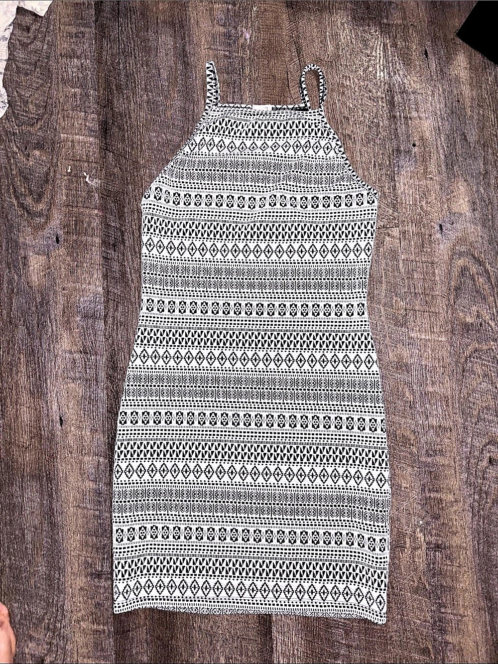 Garage Geometric Mini Dress in White & Black Size Medium